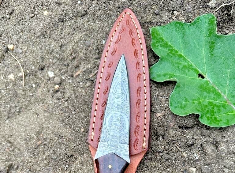 Handmade Damascus Steel Double Edged Dagger Everyday Carry Anniversary Gift For Him Groomsmen Gift Collectible Knife