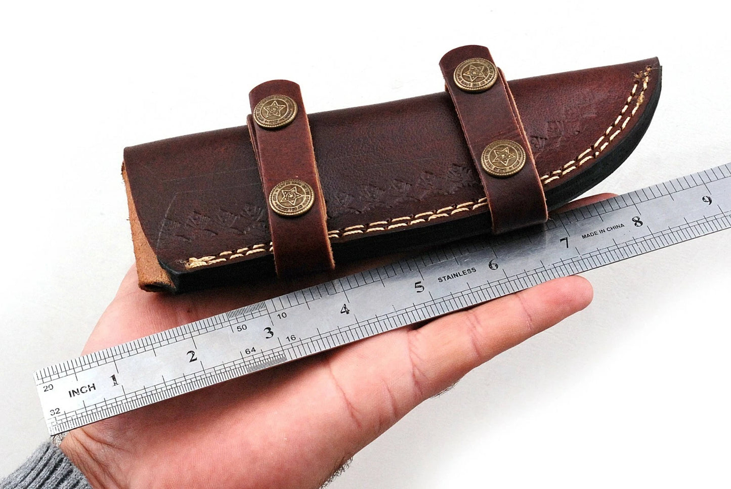 Custom Handmade Leather Sheath for Fixed Blade Knife – Double Stitched Universal Cover 8 Inch