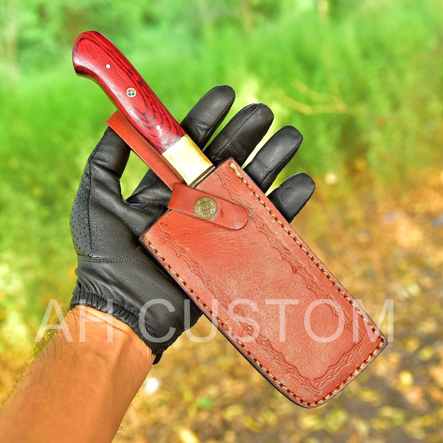 Hand Forged Damascus Steel Meat Cleaver Anniversary Gift For Him Meat Chopper Chef's Knife Gift For A Chef Everyday Carry Knife With Brass Bolster 889