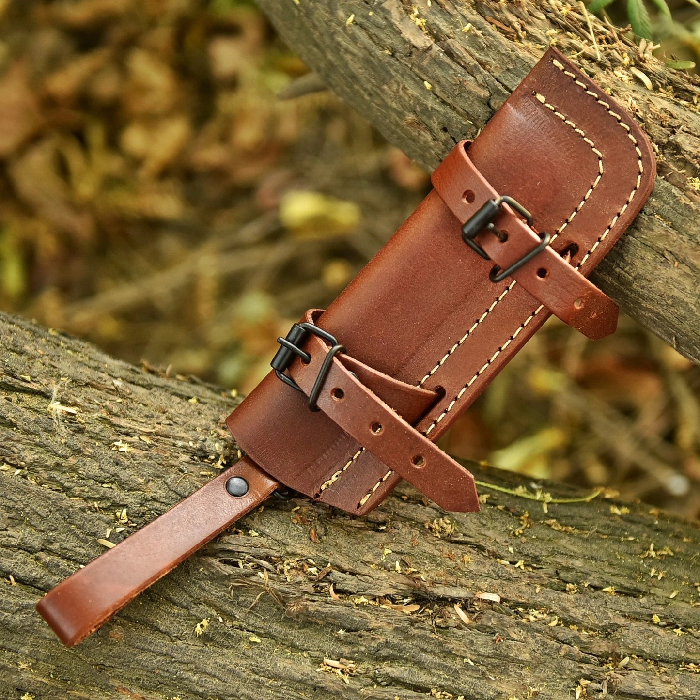 Handmade Genuine Leather Fixed Blade Sheath – Hand Engraved Universal Belt Sheath