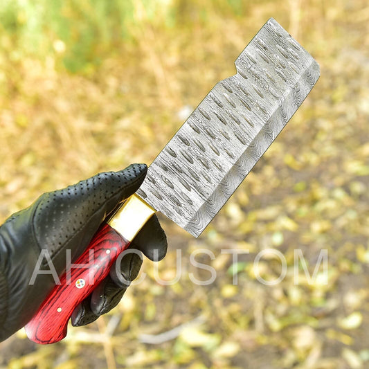 Hand Forged Damascus Steel Meat Cleaver – Premium Chef Knife Gift for Him