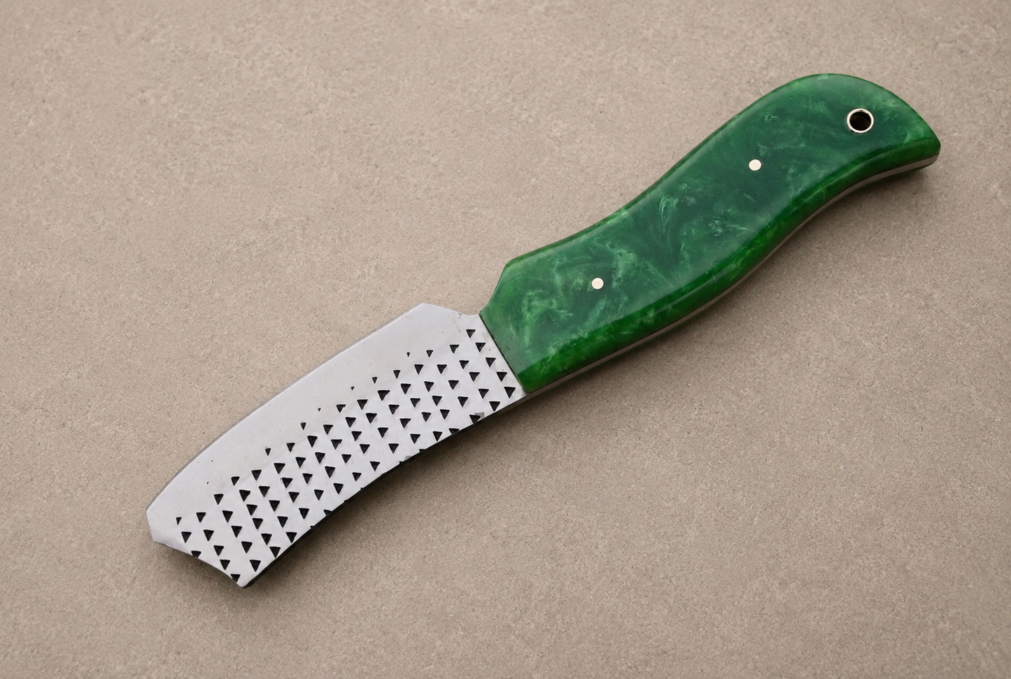Hand Forged Horse File Steel Utility Knife – Resin Handle with Cross Leather Sheath