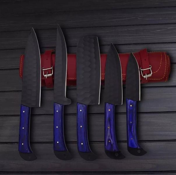Custom Handmade Carbon Steel Knife Set (5 PCS) | Chef Kitchen Cutlery