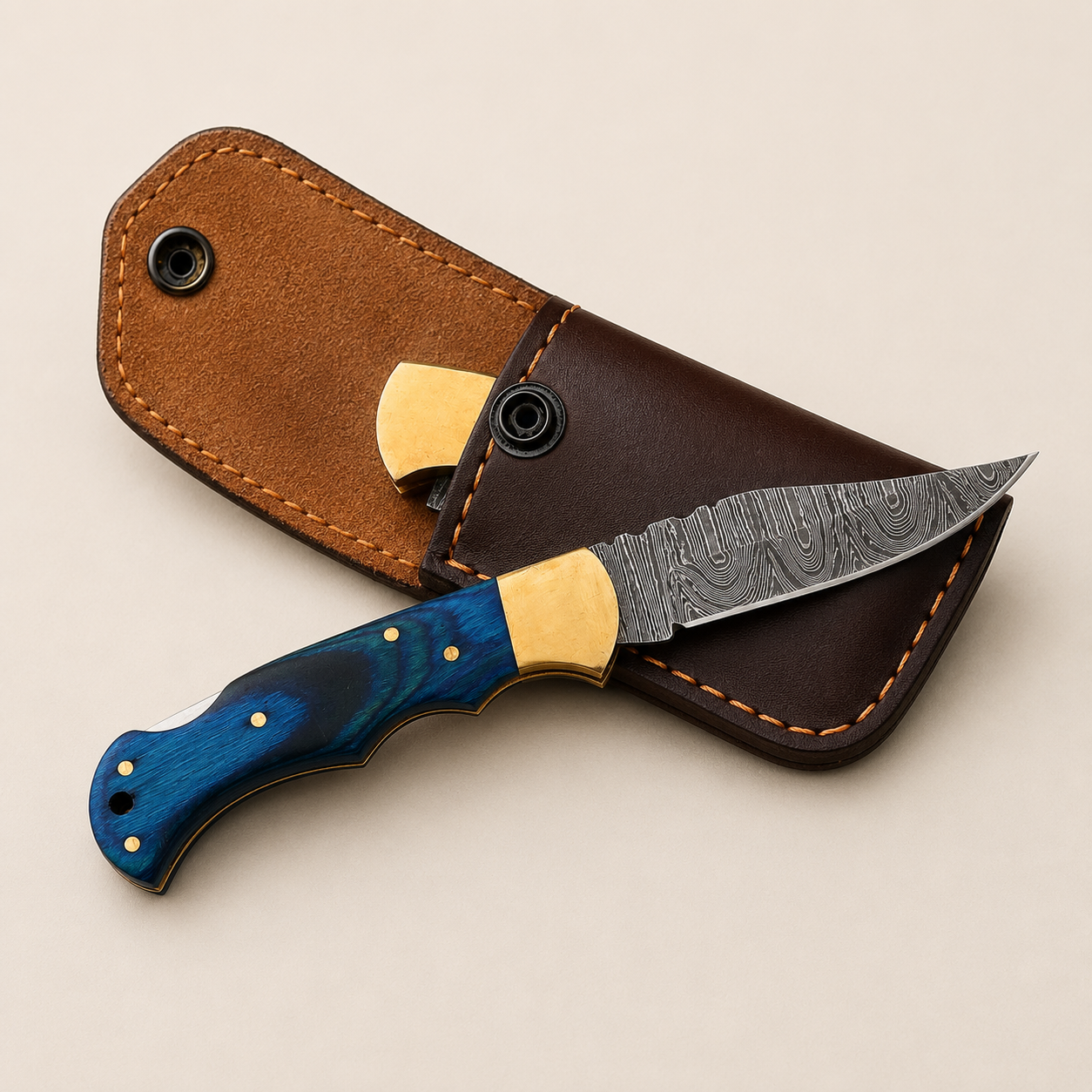 Sapphire Folding Knife – Premium Blue Pakka Wood & Back Lock