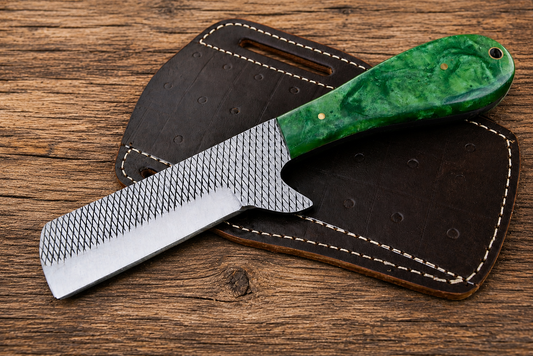 Handmade Forged Fixed Blade Knife | File Steel Blade | Genuine Leather Sheath | Outdoor Camping Utility Knife