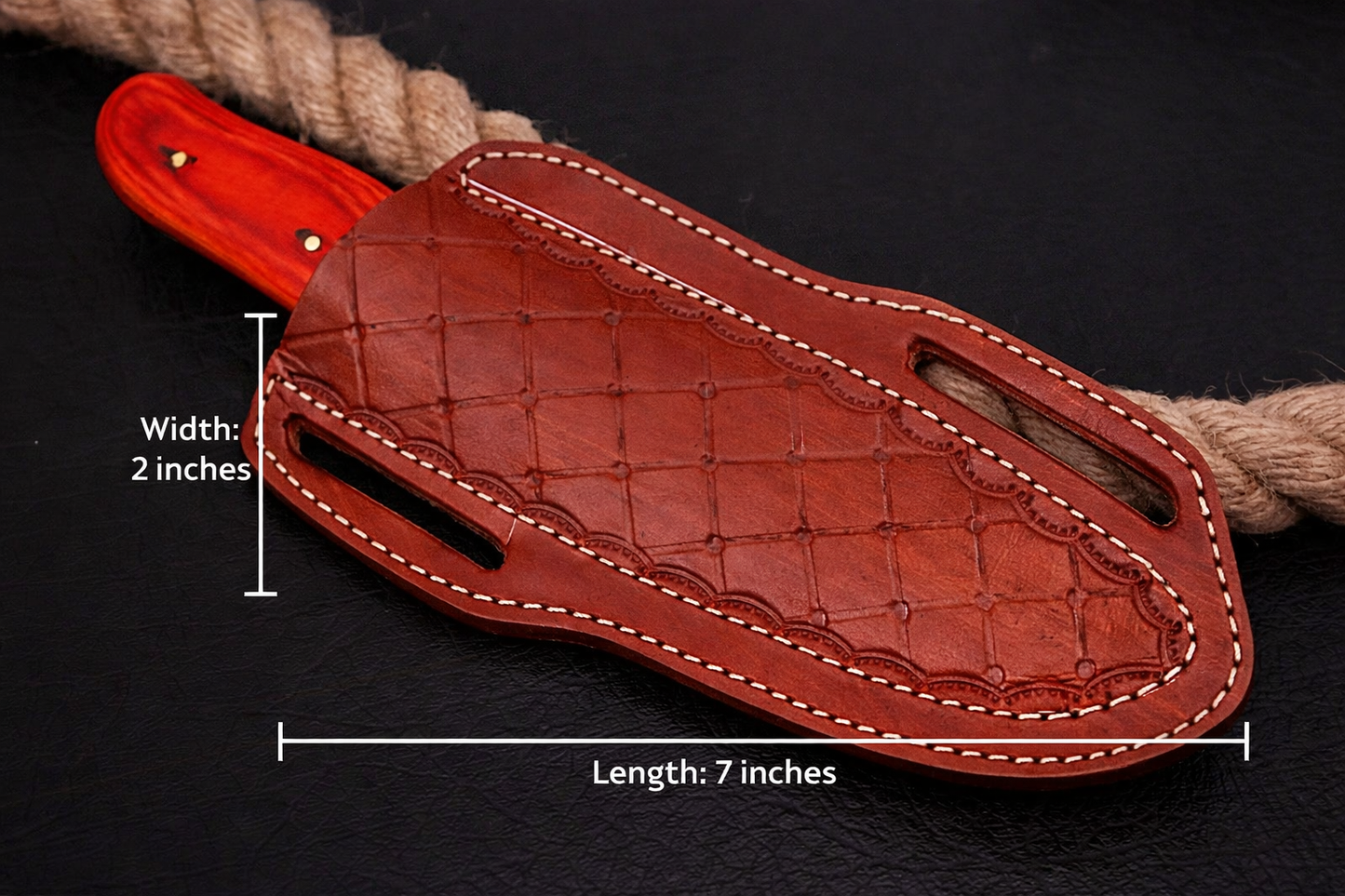 Double Stitch Handmade Leather Sheath for Fixed Blade Knife – 7 Inch Universal Cover