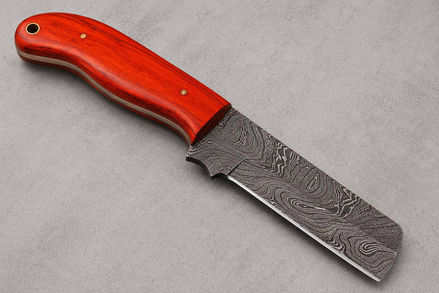 Heritage Damascus Steel Knife – 512 Layer Hand Forged Blade with Pakka Wood Handle & Leather Sheath