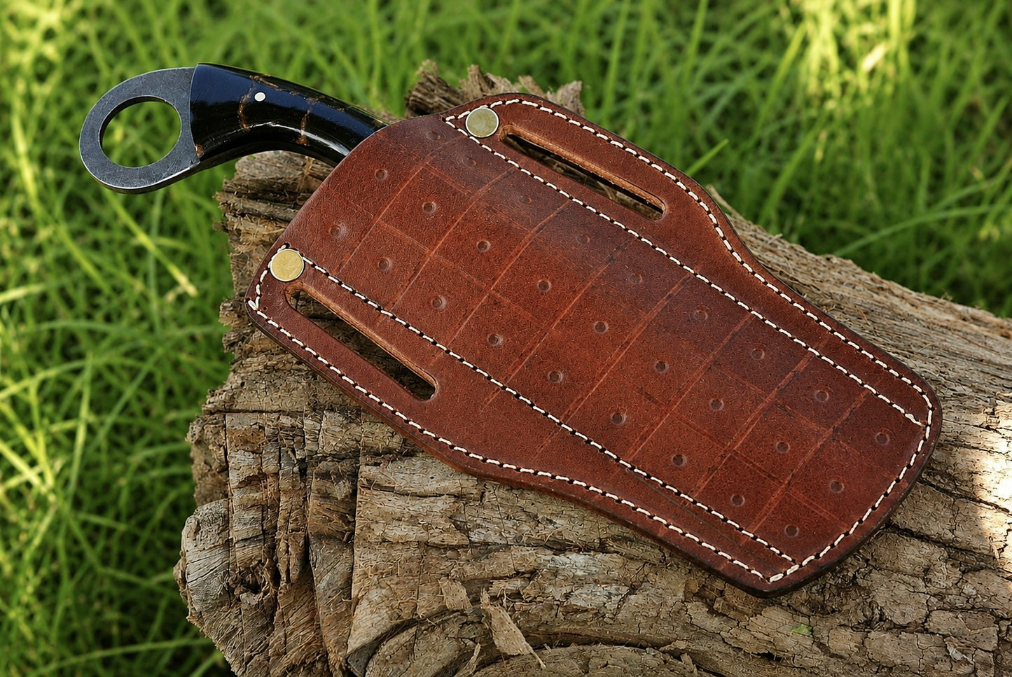 Hand Forged Railroad Steel Fixed Blade Tool with Risen Handle – Compact Utility Tool with Leather Sheath