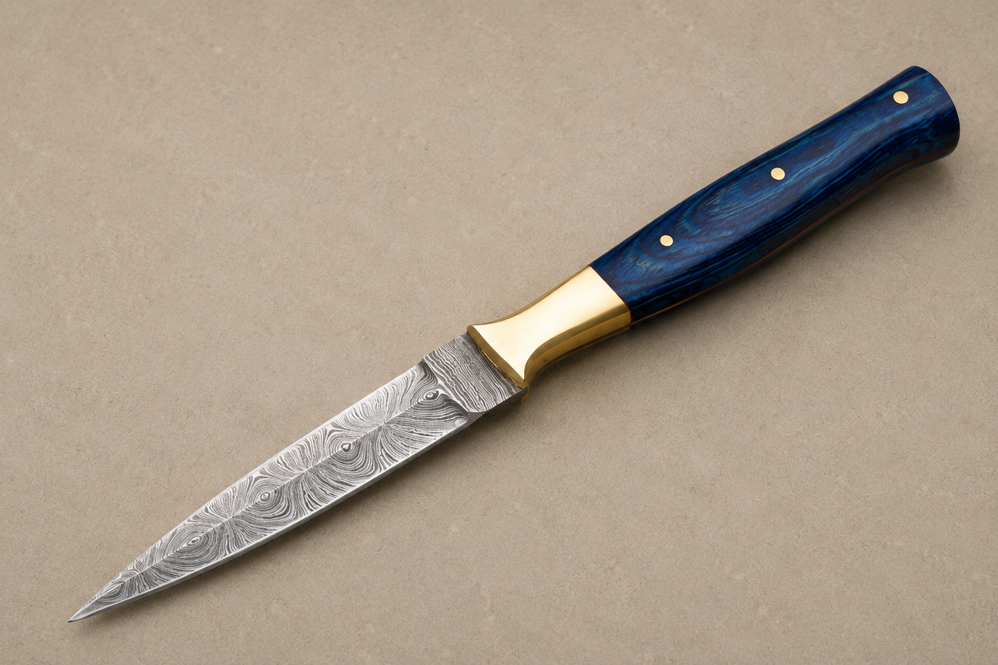 Timber Crest Damascus Steel Knife – 512 Layer Hand Forged Blade with Wood & Brass Handle and Leather Sheath