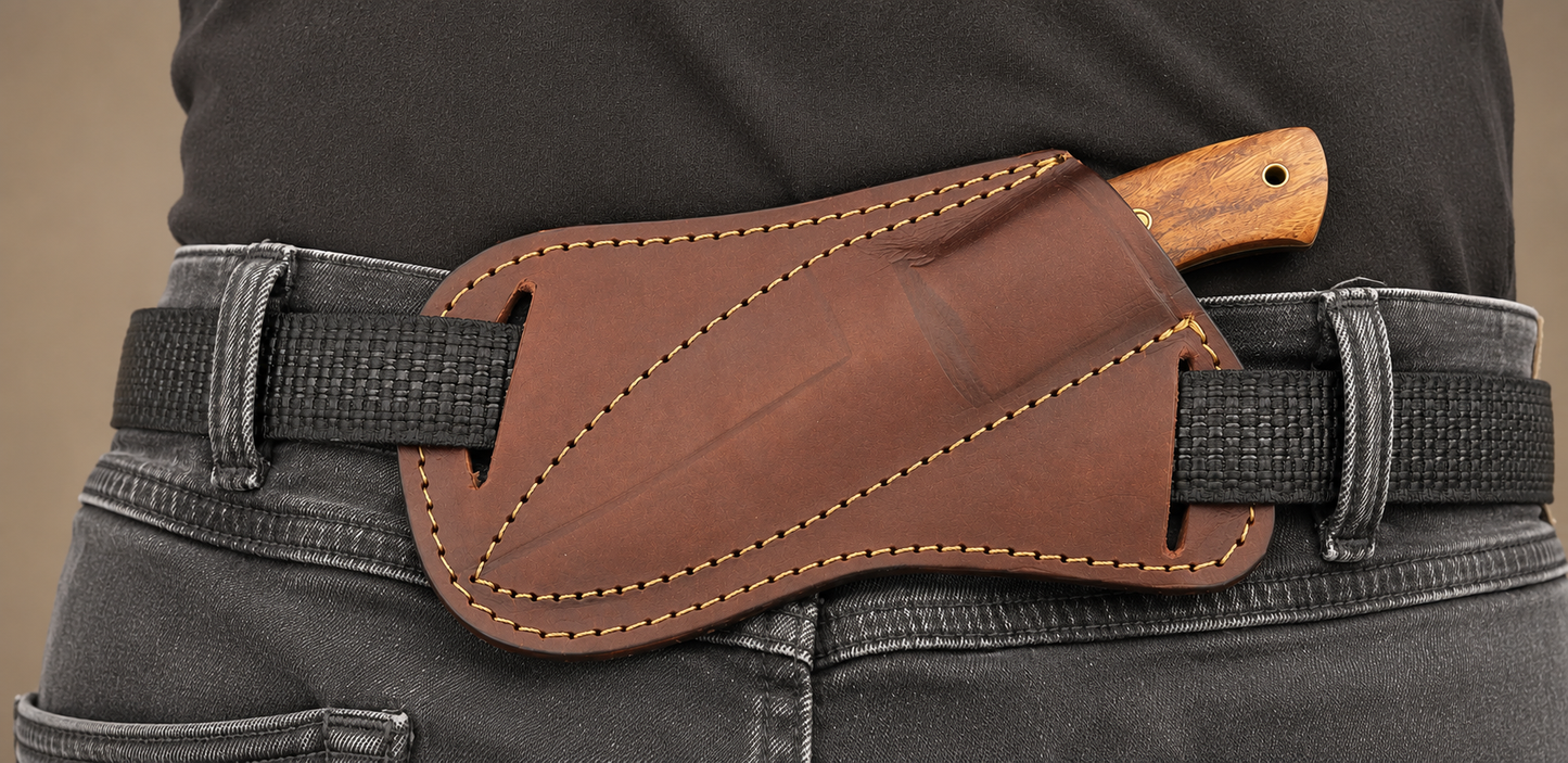 Handmade Genuine Leather Belt Sheath for Fixed Blade Knife