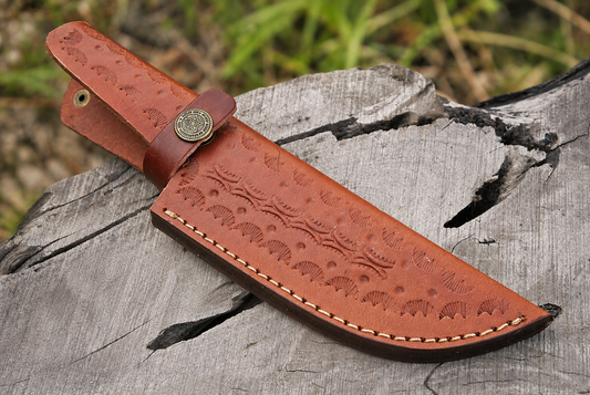 8 Inch Custom Handmade Cow Leather Fixed Blade Utility Knife Sheath – Premium EDC Leather Cover 1294