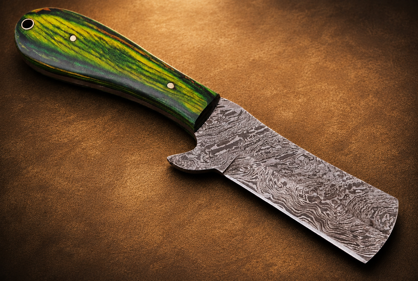 Premium Hand-Forged Damascus Steel Utility Knife – Pukka Wood Handle | 512 Layers | Leather Sheath Included