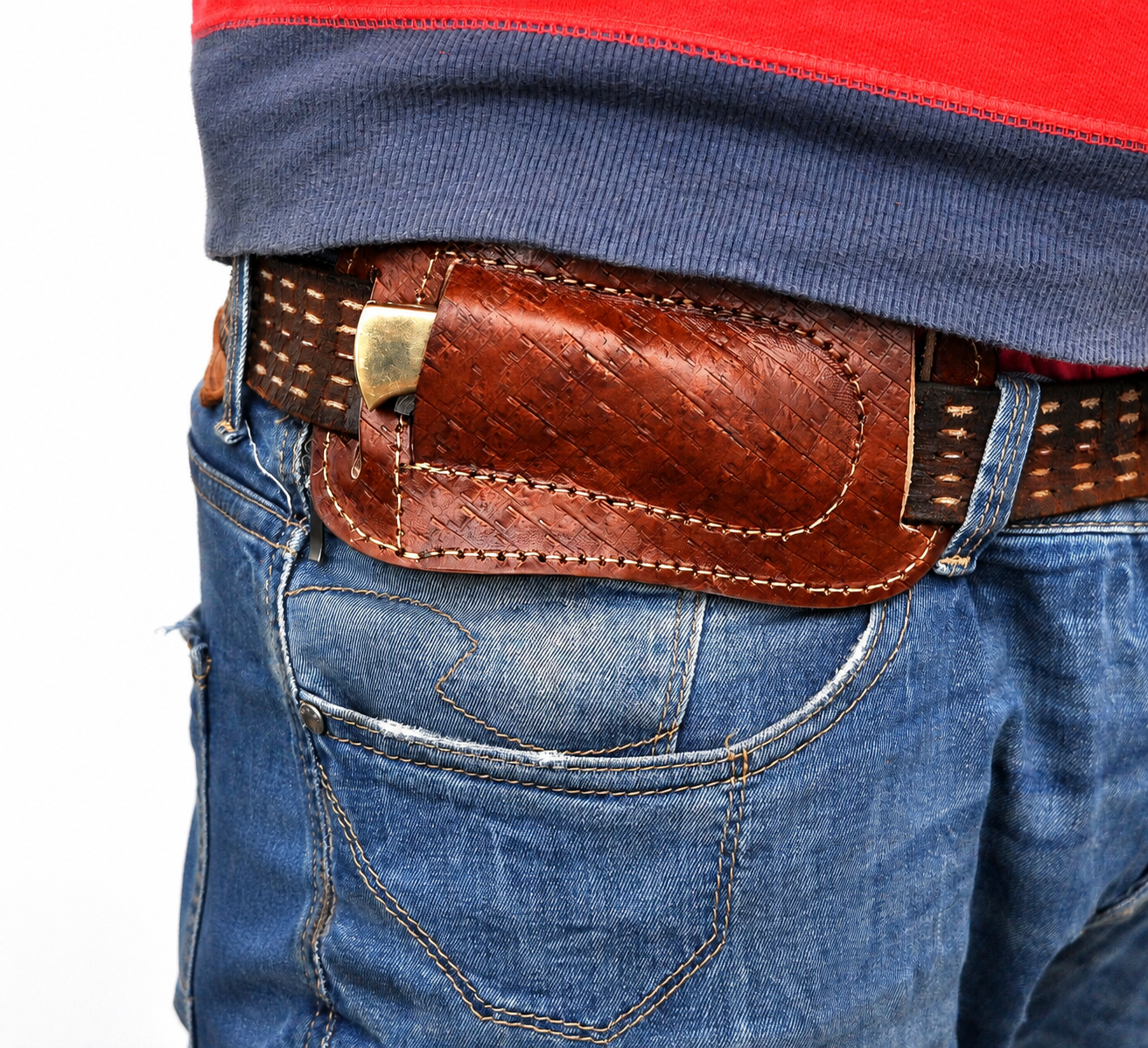Handmade Leather Horizontal Knife Sheath – Hand Engraved Folding Pocket Knife Holder 5 Inch Universal Cover