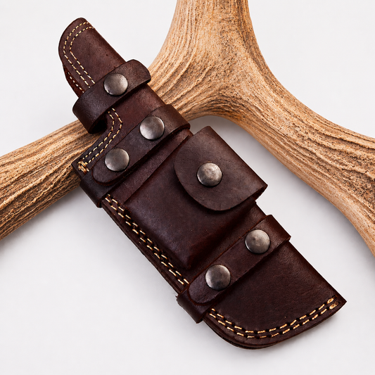 Handmade Leather Horizontal Knife Sheath – Double Stitched Fixed Blade Knife 9 Inch Universal Cover