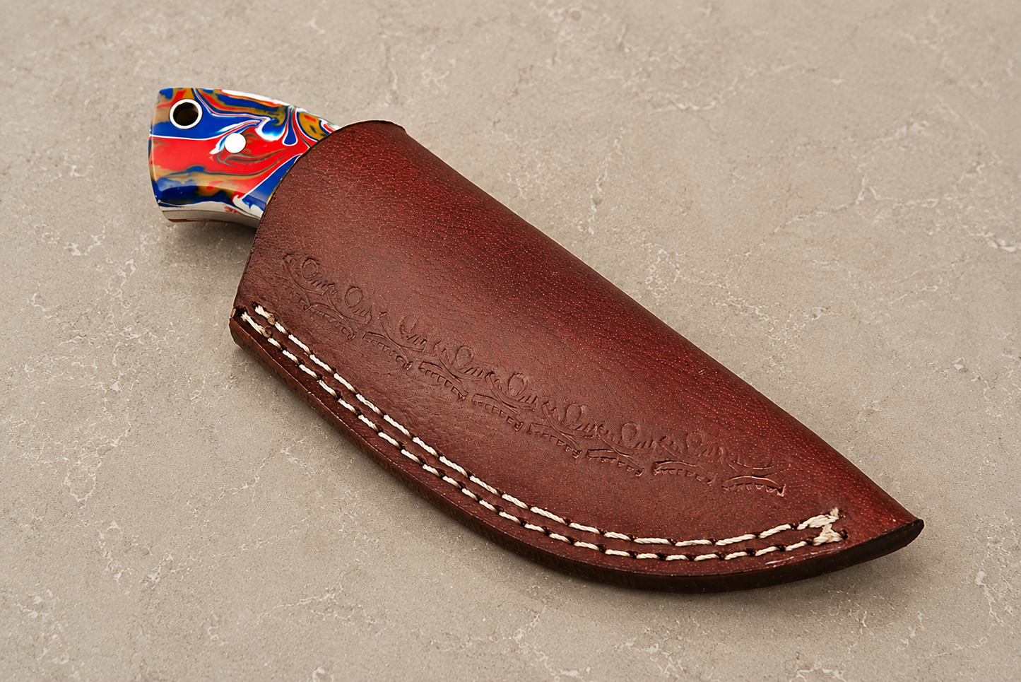Iron Trail Railroad Steel Utility Knife – Hand Forged High Carbon Fixed Blade with Resin Handle & Leather Sheath