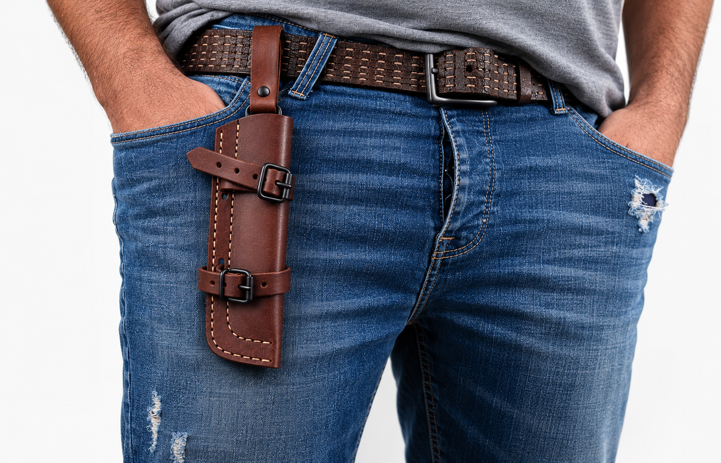 Handmade Genuine Leather Fixed Blade Sheath – Hand Engraved Universal Belt Sheath