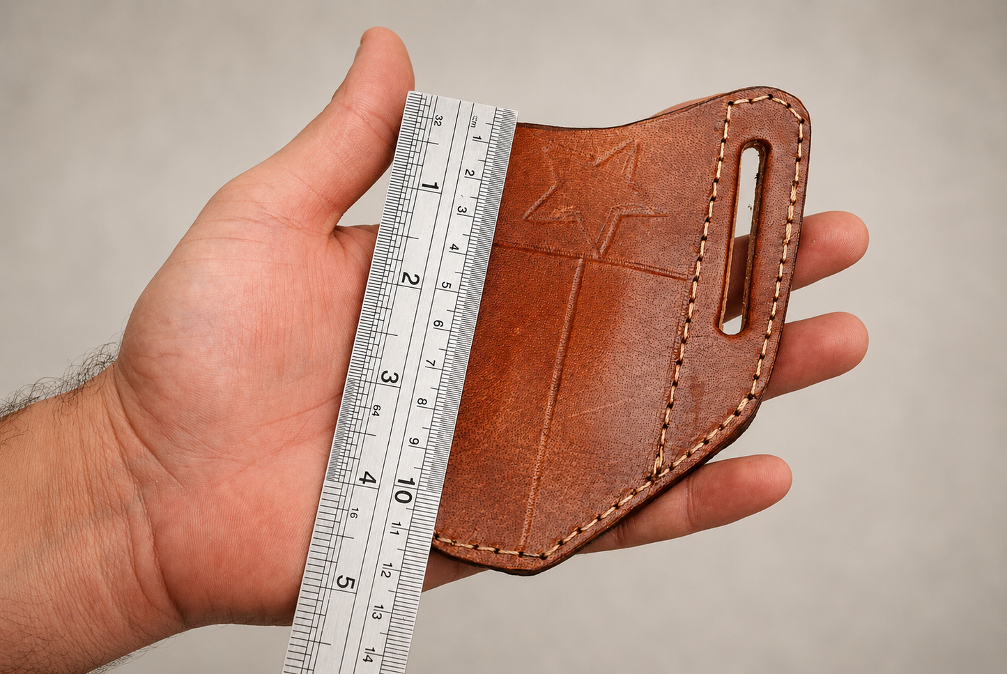 Handmade Engraved Genuine Leather Belt Pouch – Universal Folding Tool Holder