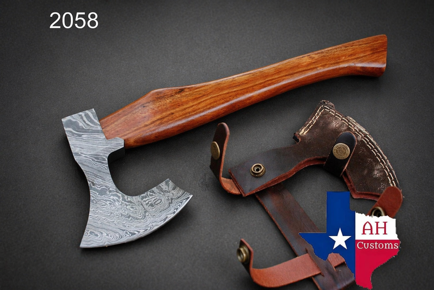 Hand Forged Damascus Steel Utility Axe with Cocobolo Wood Handle – 512 Layers Handmade Tool with Leather Sheath