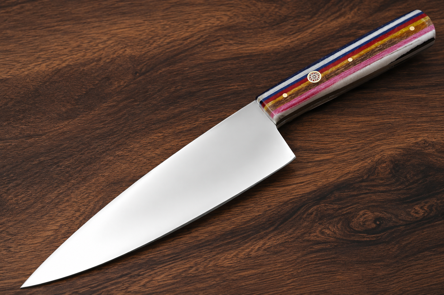 Precision Edge J2 Stainless Steel Chef Knife – 12” Handmade Kitchen Knife Mirrored Polish Blade with Micarta Handle