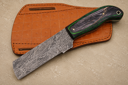 Pukka Heritage Damascus Steel Utility Knife – 512 Layer Hand Forged Fixed Blade with Pukka Wood Handle & Leather Sheath