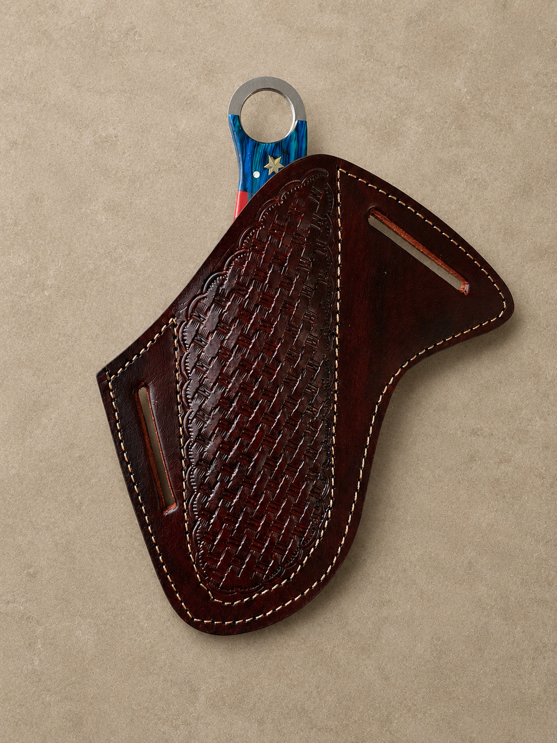 Handmade Genuine Leather Fixed Blade Knife Sheath – 7 Inch Universal Belt Sheath Weave