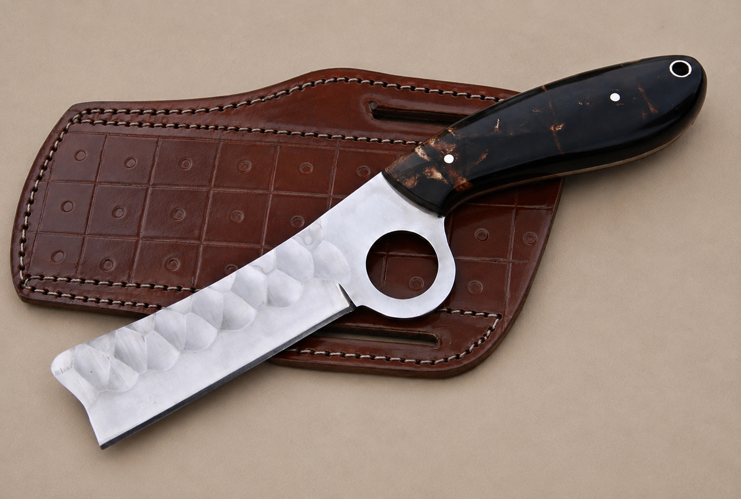 Hand Forged High Carbon Steel Cowboy Style Utility Knife with Risen Handle