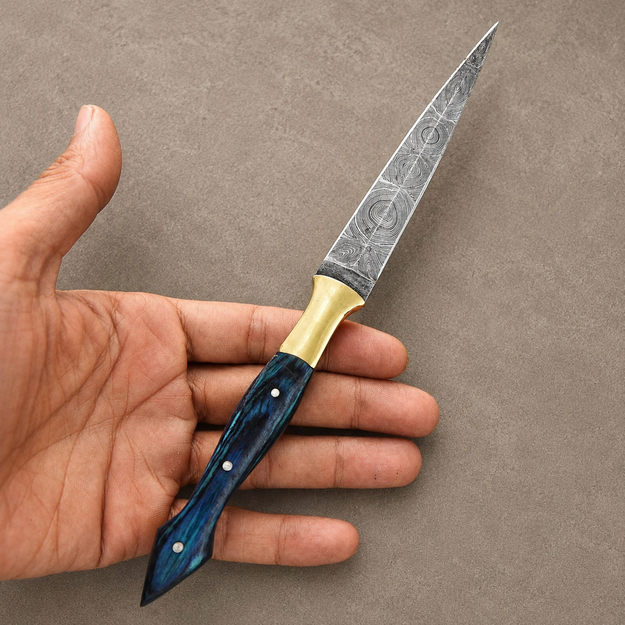 Canyon Forge Damascus Steel Knife – 512 Layer Hand Forged Blade with Wood & Brass Handle and Leather Sheath