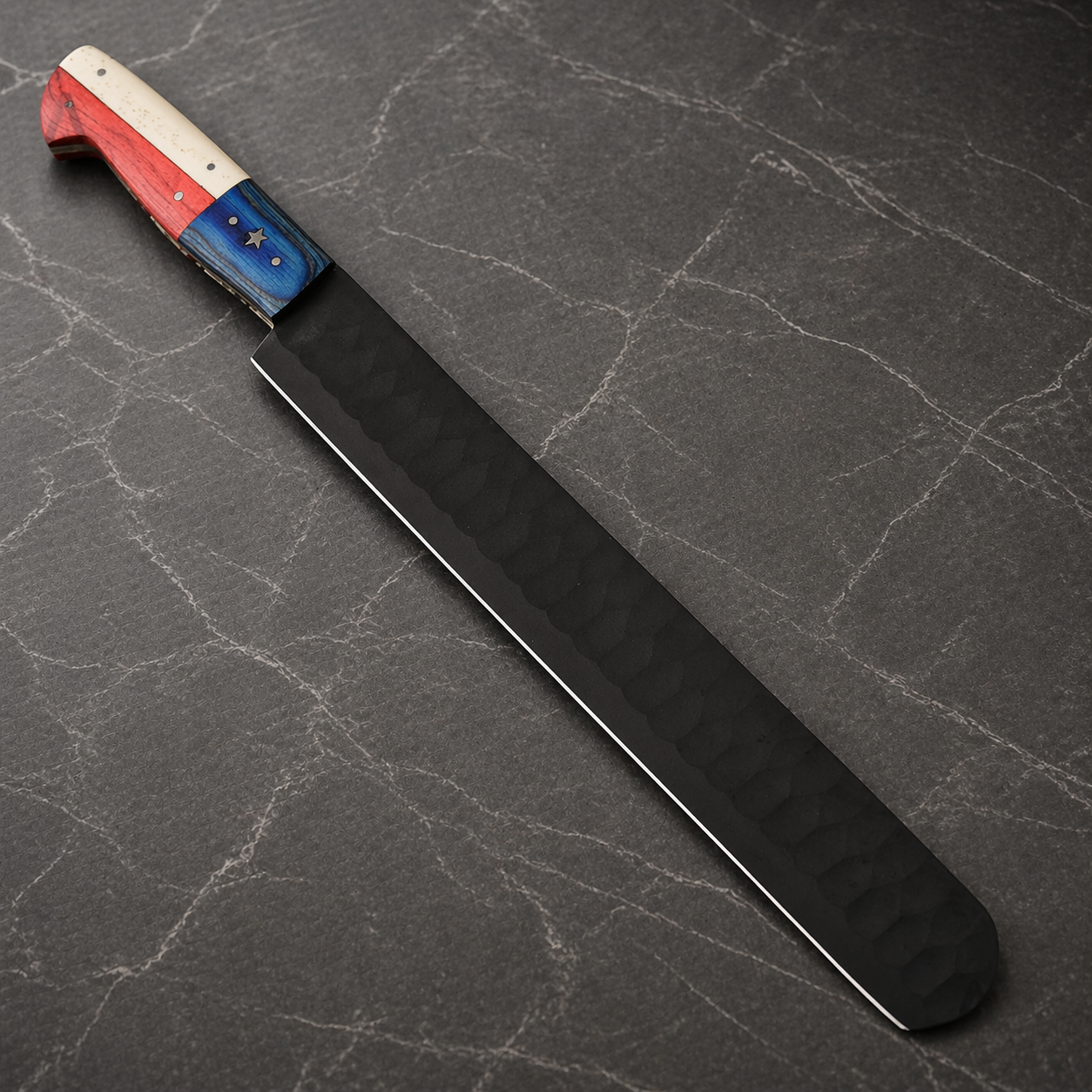 15” Premium Hand-Forged D2 Steel Brisket Chef Knife – Diamond Pattern Blade | Wooden Handle