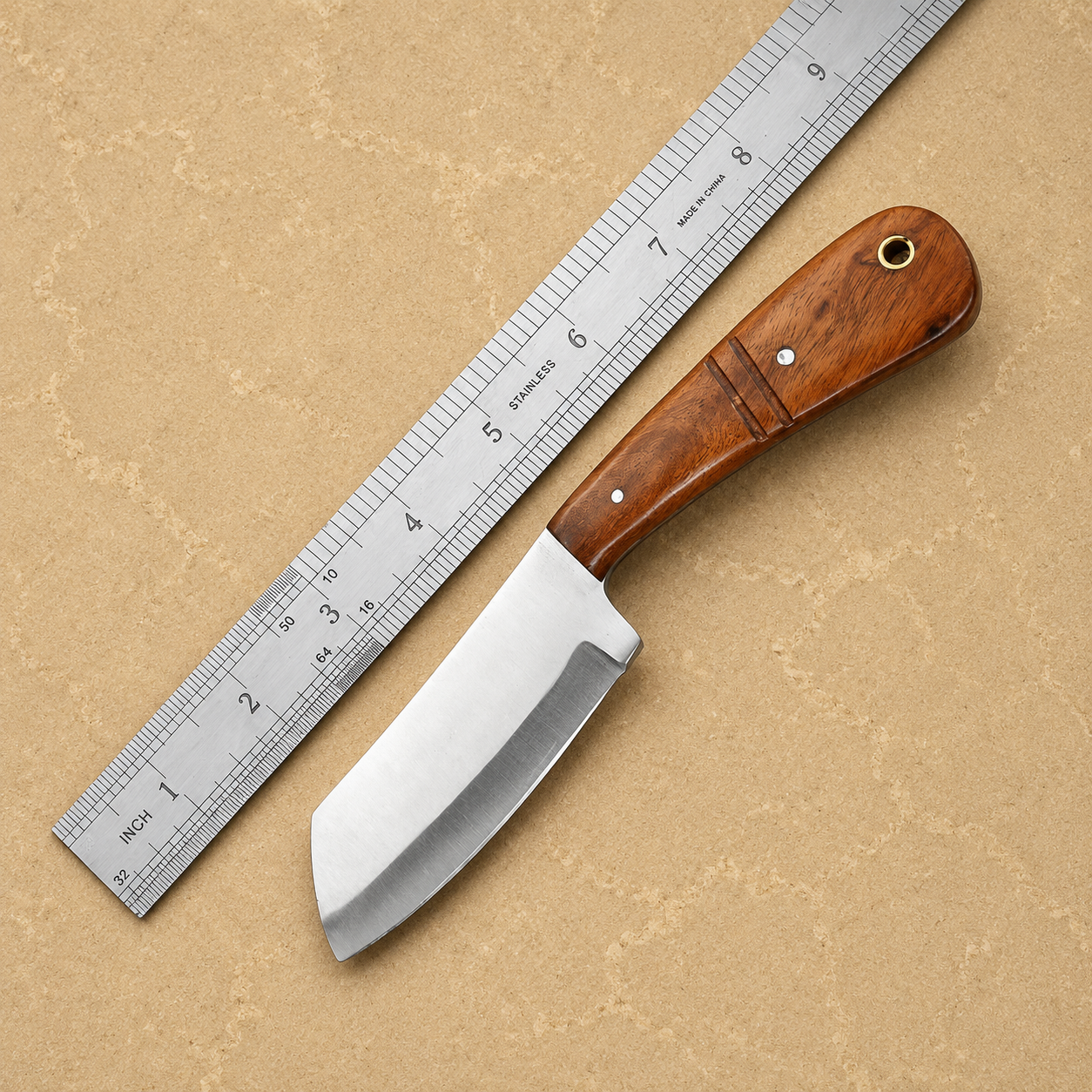 Heritage D2 Steel Utility Knife – Hand Forged Fixed Blade with Resin Handle & Engraved Leather Sheath