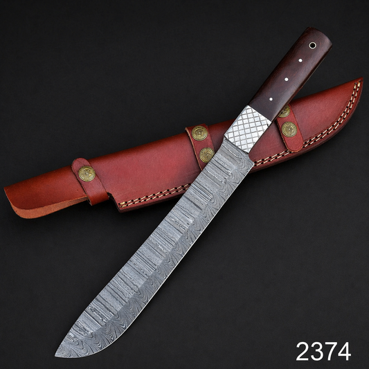 Handmade Damascus Steel Brisket Slicing Chef Knife with Wood Handle 2374