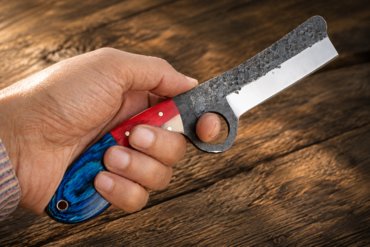 Hand-Forged Railroad Steel Utility Knife – Premium Wood Handle with Genuine Leather Sheath- Collector Edition