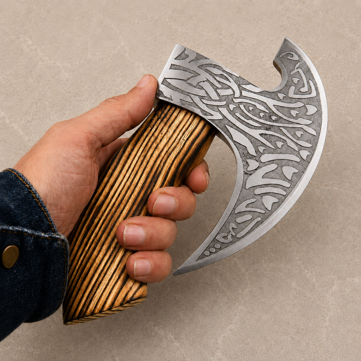 Rustic Pizza Axe Cutter – Hand Forged Carbon Steel Pizza Cutter with Leather Sheath
