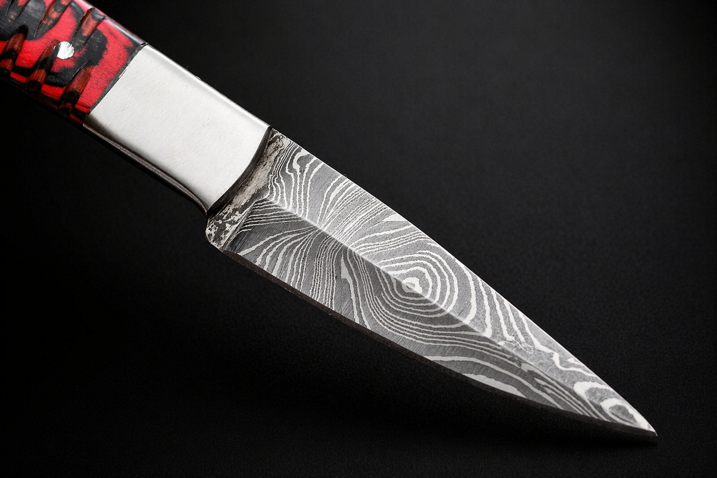 Hand Forged Damascus Steel Skinner Style Fixed Blade Knife with Wood Handle & Leather Sheath – 512 Layers Compact EDC Knife