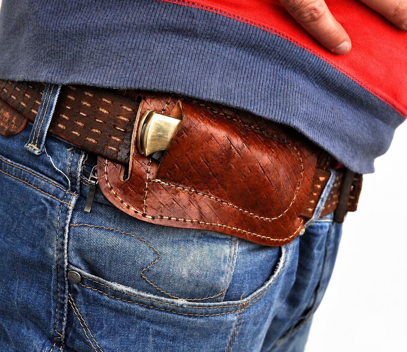 Handmade Leather Horizontal Knife Sheath – Hand Engraved Folding Pocket Knife Holder 5 Inch Universal Cover