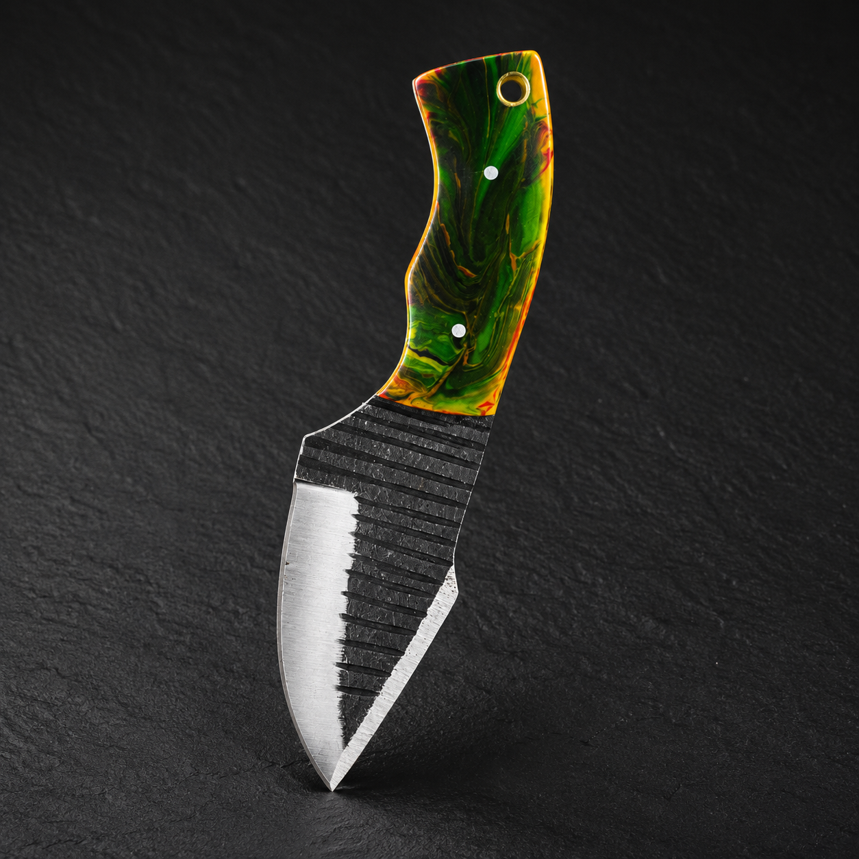 Carbon Ridge 1095 Steel Utility Knife – 6" Hand Forged Fixed Blade with Resin Handle & Leather Sheath