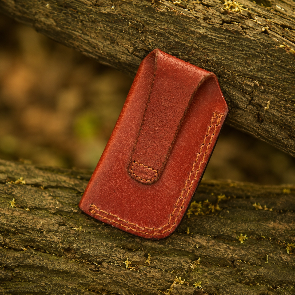 Handmade Genuine Leather Belt Pouch – Vertical Carry Tool Holder with Tooled Design