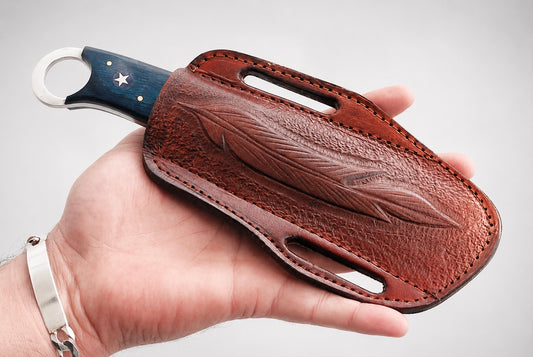 Handmade Leather Knife Sheath – Hand Engraved Fixed Blade Knife 7 Inch Universal Cover
