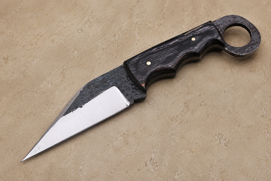 Handmade Railroad Spike Carbon Steel Fixed Blade Knife – Stained Wood Handle | Leather Sheath Included