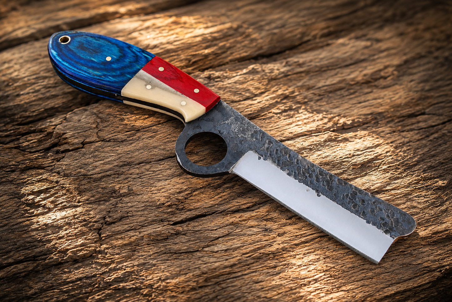 Hand-Forged Railroad Steel Utility Knife – Premium Wood Handle with Genuine Leather Sheath- Collector Edition
