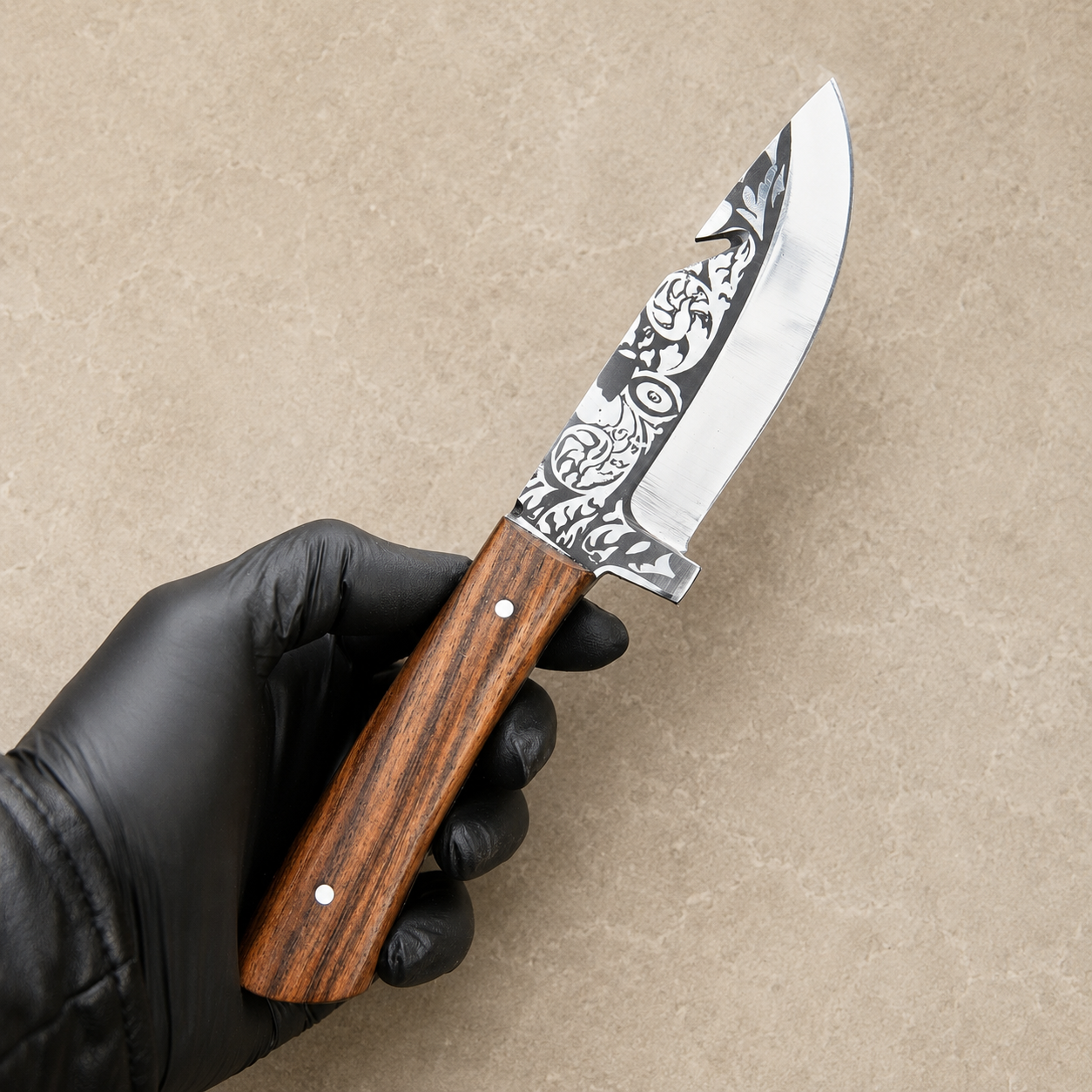 Handmade D2 Steel Outdoor Utility Blade With Wood Handle And Leather Sheath