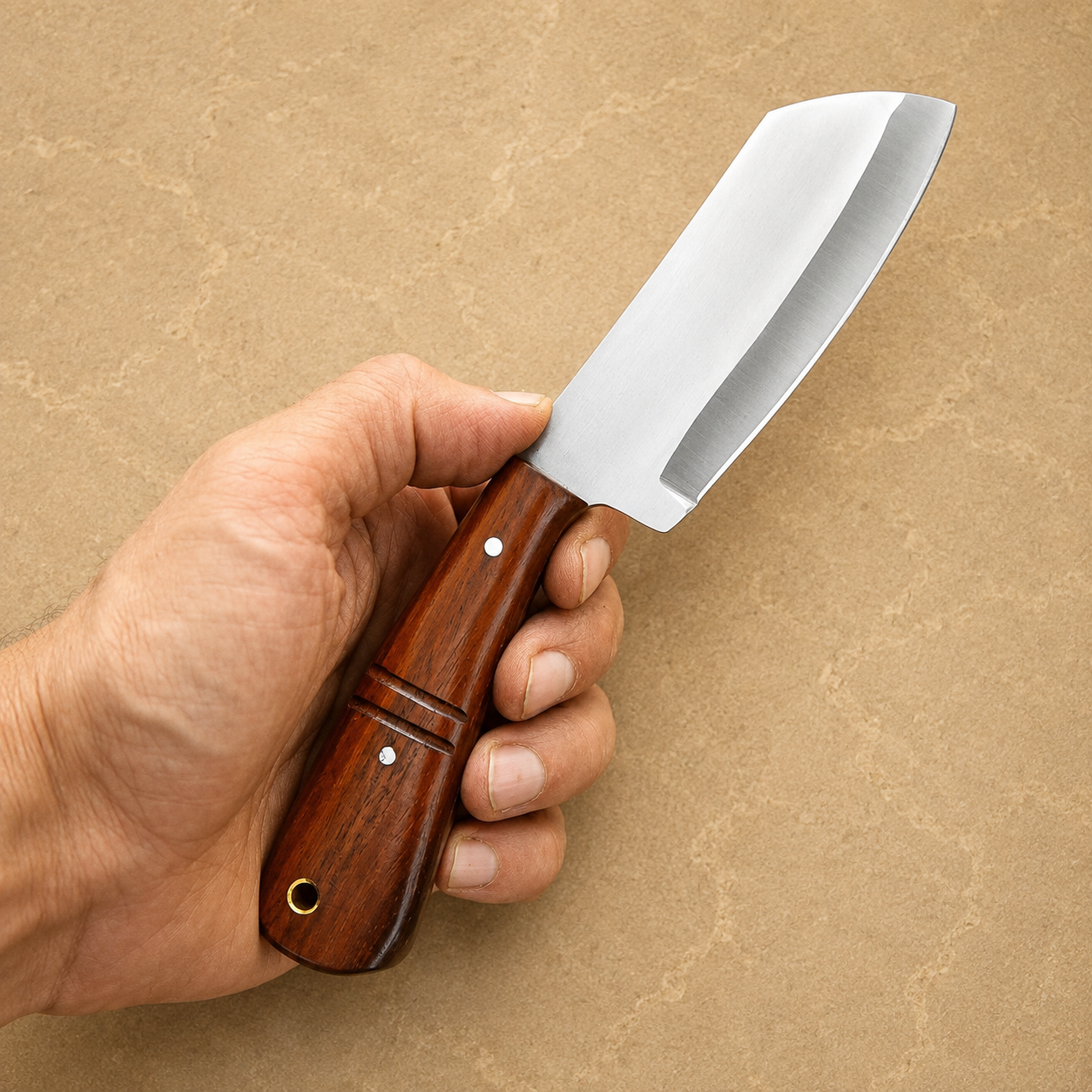 Heritage D2 Steel Utility Knife – Hand Forged Fixed Blade with Resin Handle & Engraved Leather Sheath