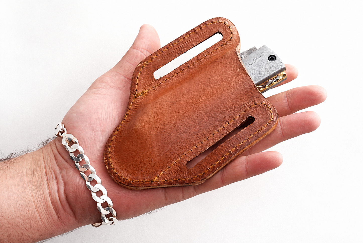 Handmade Genuine Leather Knife Sheath – Hand Painted Universal Pocket Knife Cover | EDC Carry Case