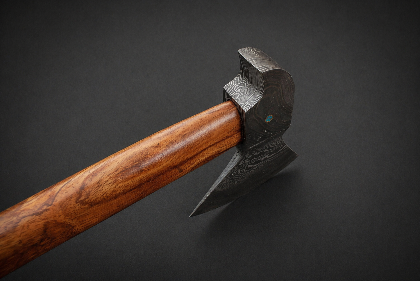 Custom Hand-Forged Damascus Steel Utility Axe with Cocobolo Wood Handle – 512 Layers Handmade Tool with Leather Sheath