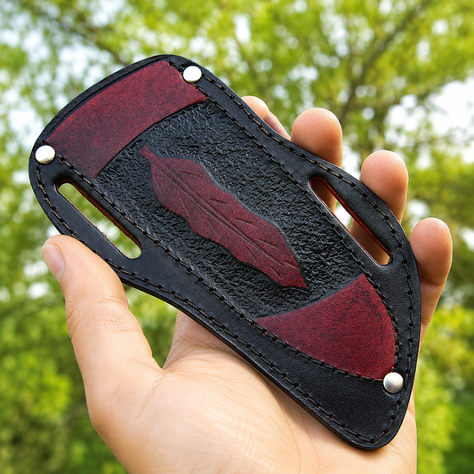 Handmade Engraved Leather Fixed Blade Utility Knife Sheath – Custom Genuine Leather EDC Cover