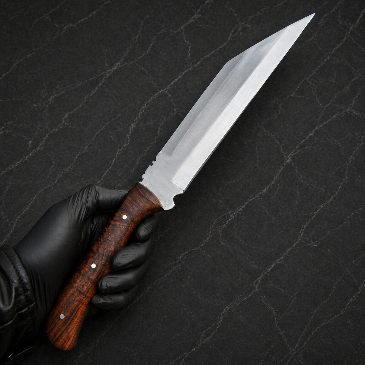 Custom Handmade Seax Style Knife – D2 High Carbon Steel with Leather Sheath