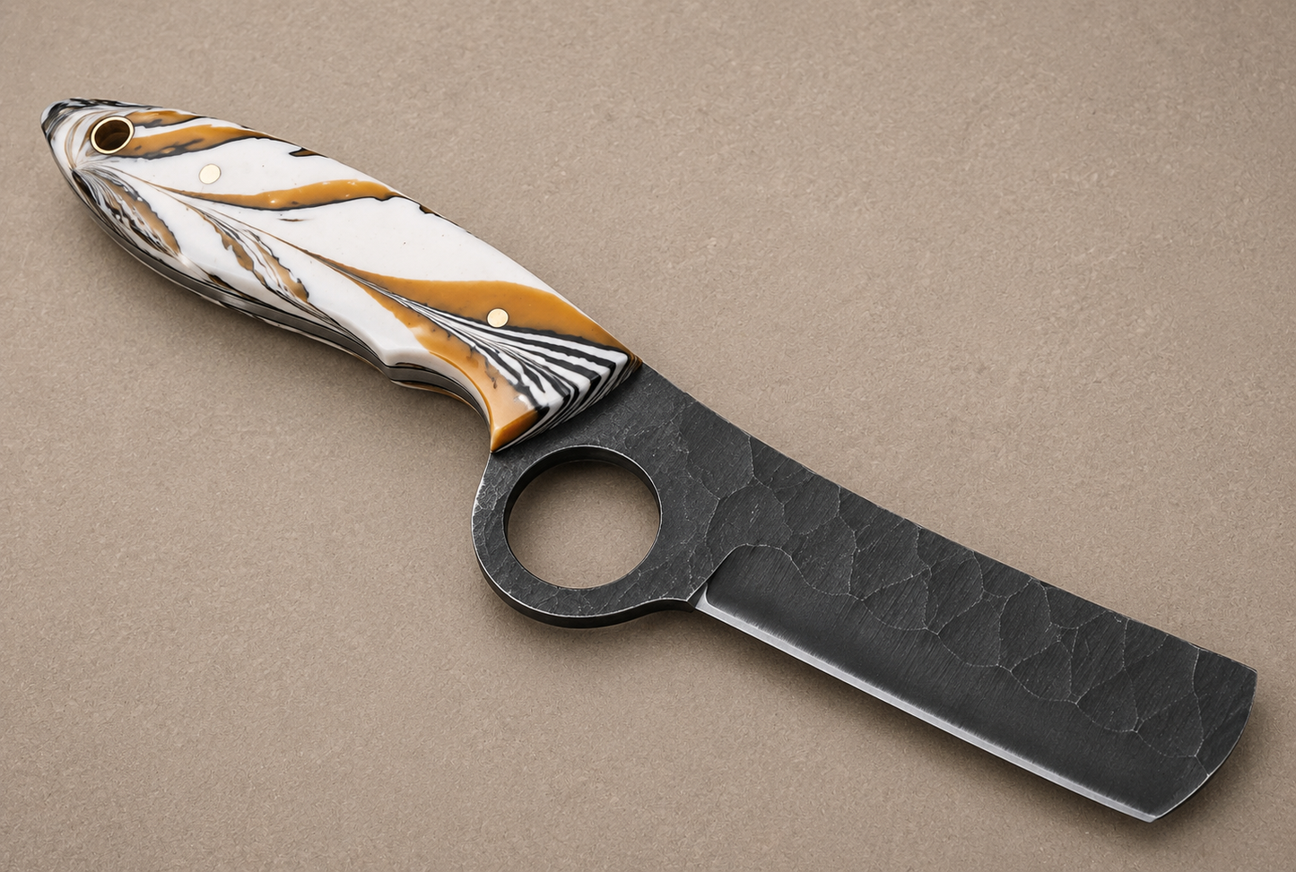 Iron Rail Hand Forged High Carbon Steel Utility Knife – Railroad Steel Fixed Blade with Leather Sheath