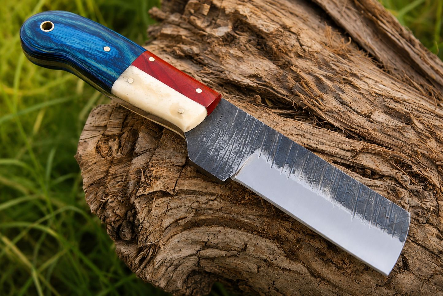 Hand Forged Fixed Blade Knife with Buffalo Bone & Wood Handle – Handmade Knife with Leather Sheath