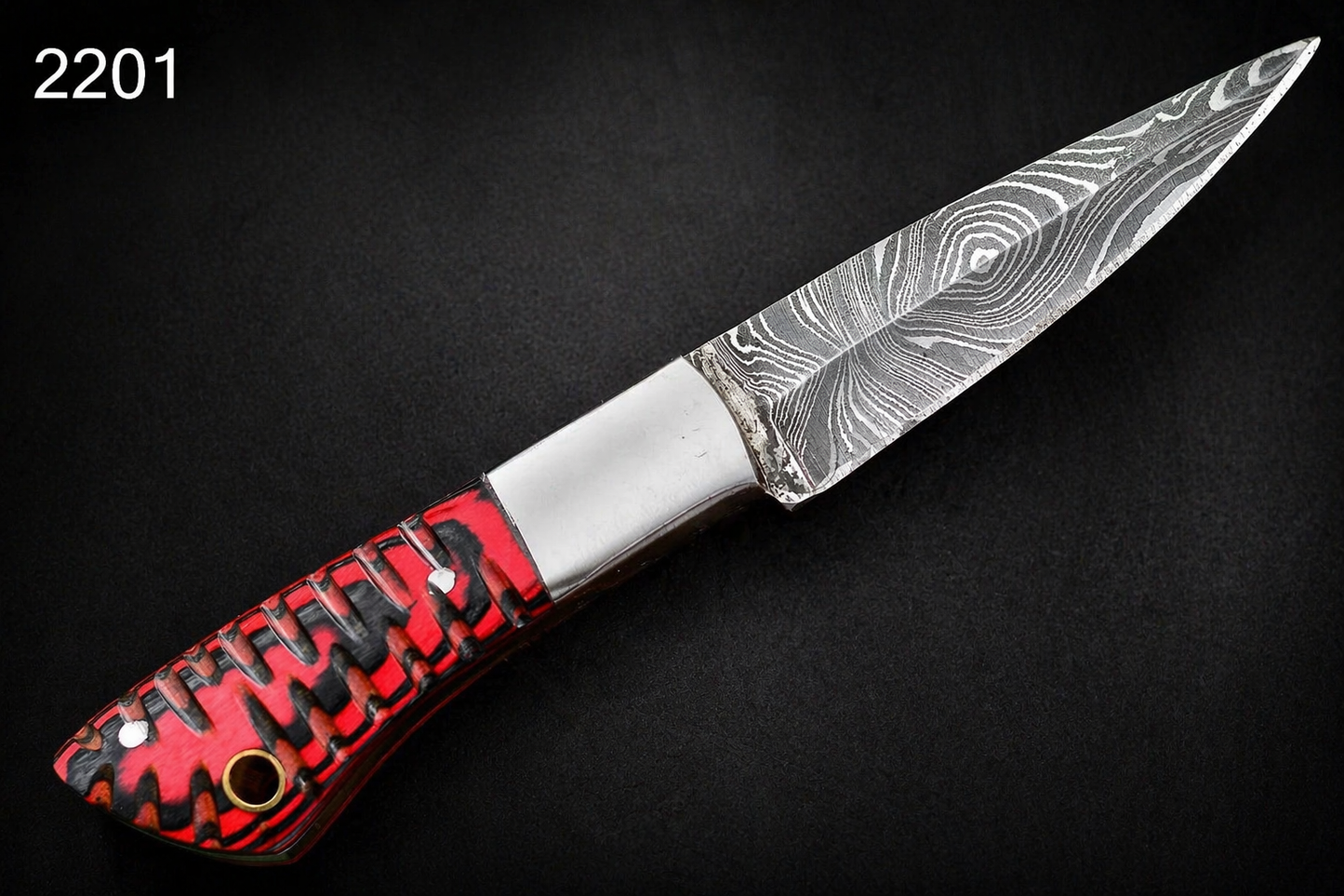 Hand Forged Damascus Steel Skinner Style Fixed Blade Knife with Wood Handle & Leather Sheath – 512 Layers Compact EDC Knife