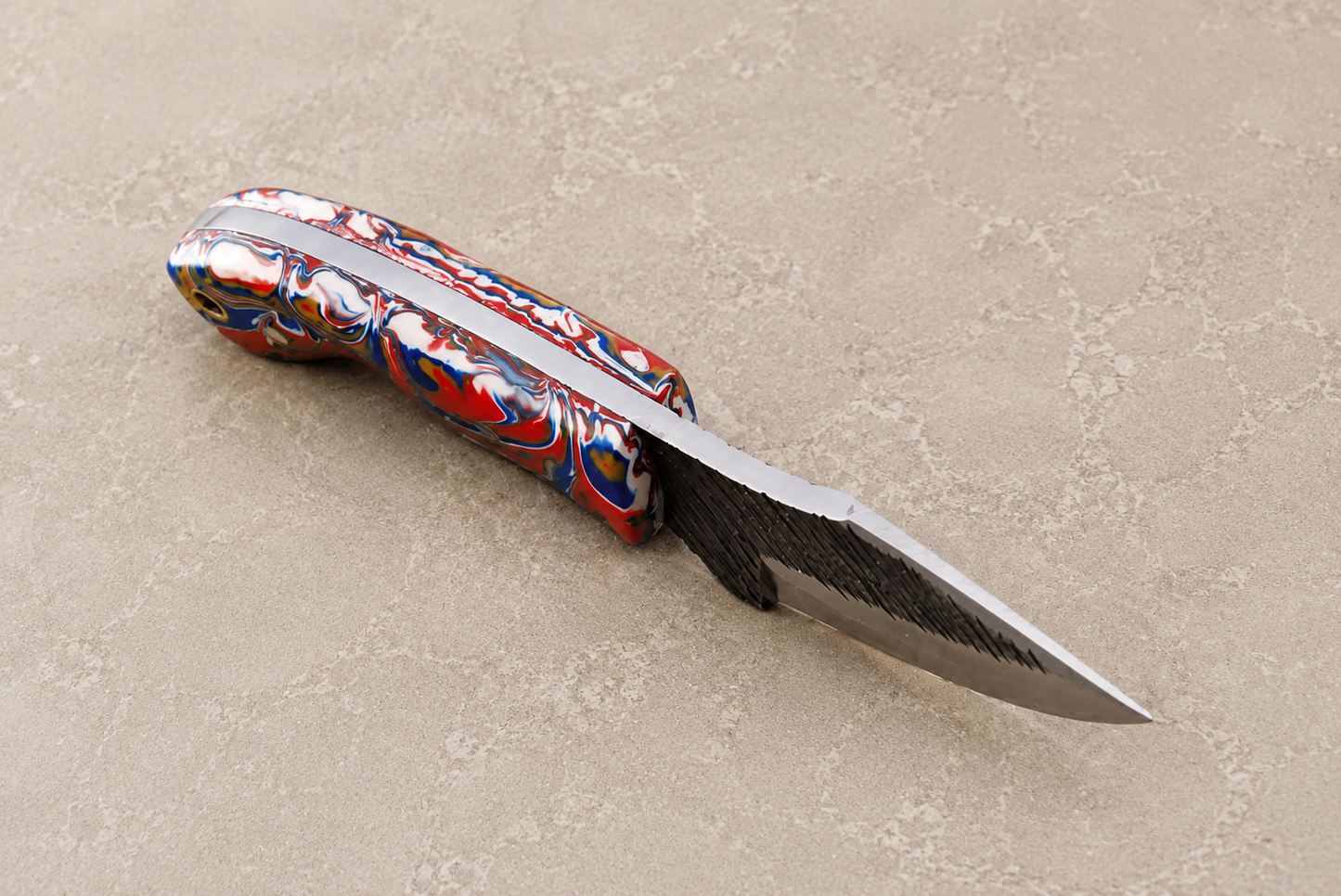 Iron Trail Railroad Steel Utility Knife – Hand Forged High Carbon Fixed Blade with Resin Handle & Leather Sheath