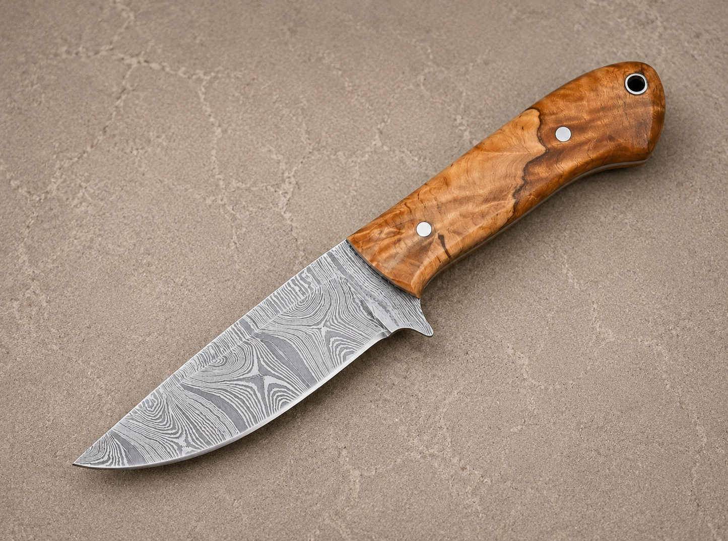 Twist Ridge Damascus Steel Knife – 512 Layer Hand Forged Blade with Wood Handle & Leather Sheath